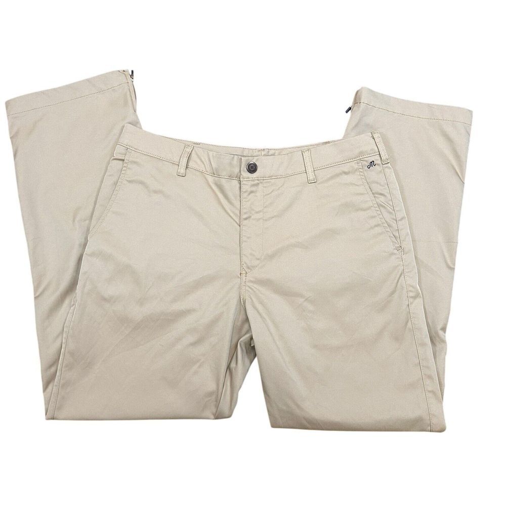 Maide Bonobos Pants Men's FIT 35x30 Beige Chino Straight Lightweight Golf Zipper